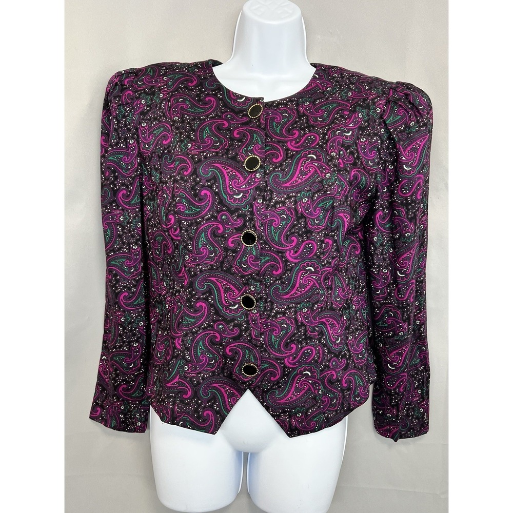 Vintage Patty O'neil Paisley Print Lightweight Blouse Sz US 10 1980s Womens‎ Y2K
